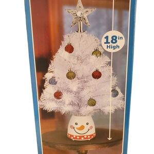 18 Inch White Tabletop Christmas Tree  12 LED Lights Ornaments Tree Topper